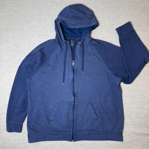 Russell Athletic Mens Hoodie Jacket 2XL Blue Full Zip Premium Fleece